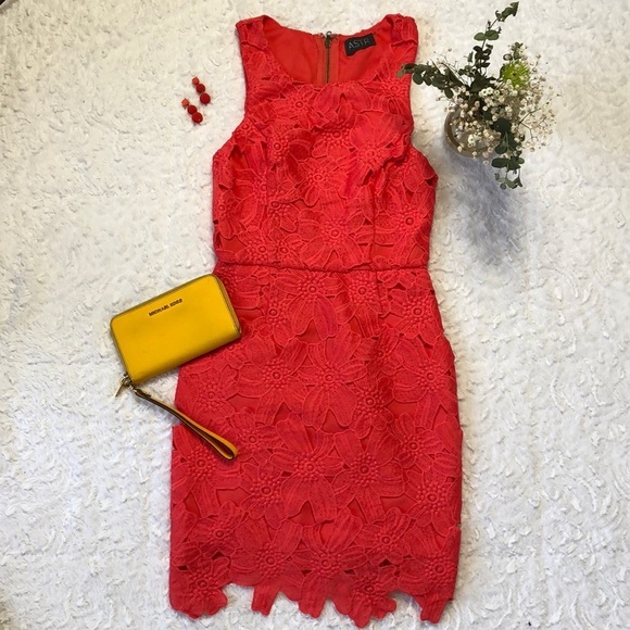ASTR The Label Lace Coral Sleeveless Dress - Picture 12 of 15